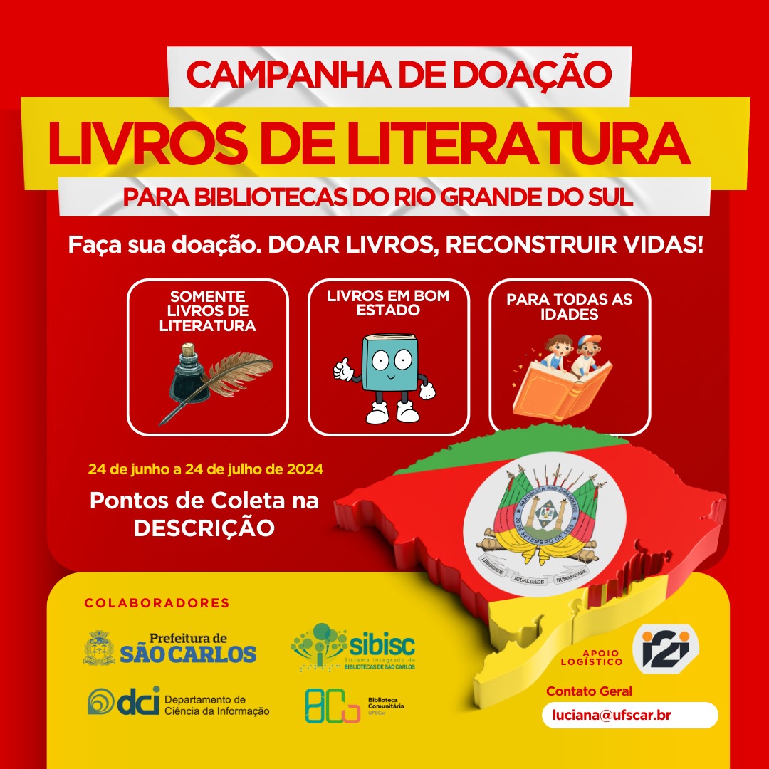 São Carlos doará livros para o Rio Grande do Sul